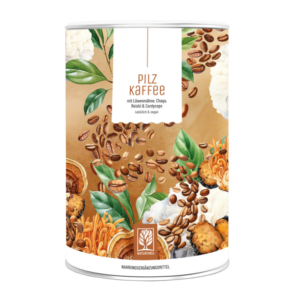 NATURTREU Pilzkaffee mit Löwenmähne, Chaga, Reishi & Cordyceps — Made in Germany